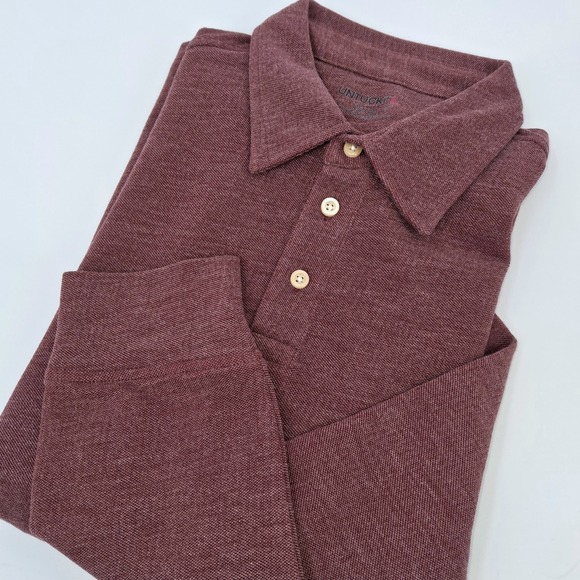 UNTUCKit Other - UNTUCKit DAO Polo Shirt Mens Medium Maroon Long Sleeve Heathered Cotton Blend